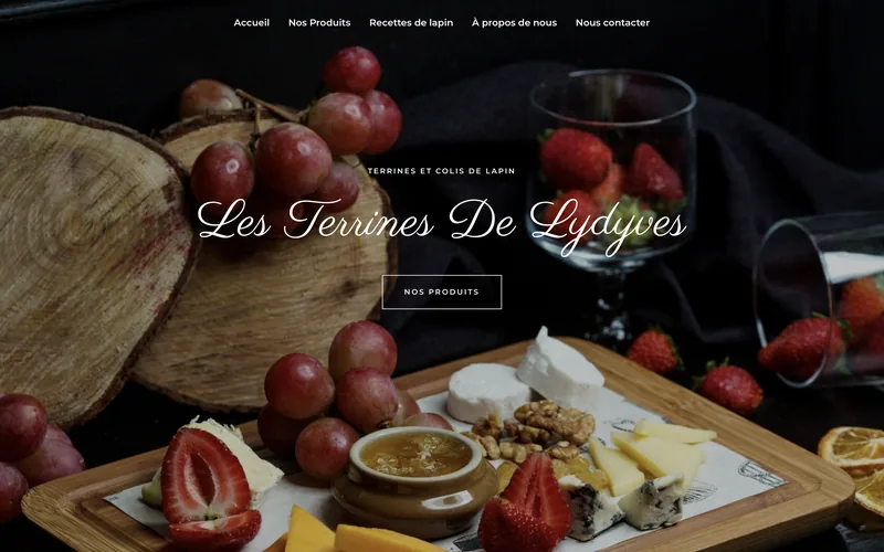 Capture d’écran du site Les Terrines de Lydyves, boutique de terrines artisanales